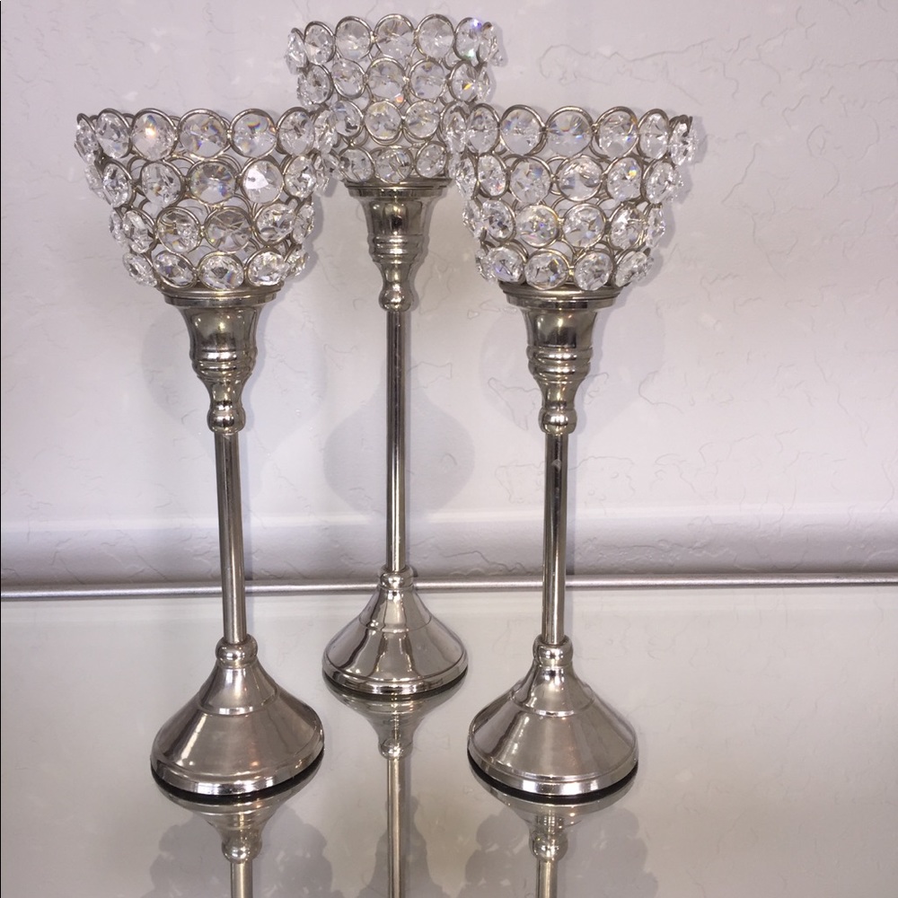 New 3 piece crystal candle holder
